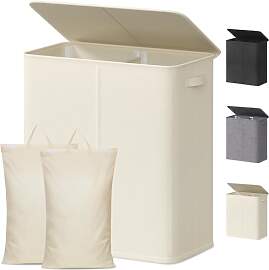 Lifewit 145L Wäschekorb 2 Fächer, Wäschesammler 