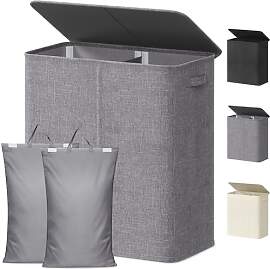 Lifewit 145L Wäschekorb 2 Fächer, Wäschesammler 