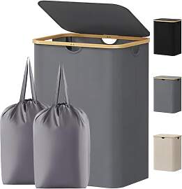 Lifewit 150L Wäschekorb mit Deckel, Wäschekörbe 