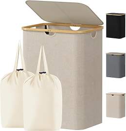 Lifewit 150L Wäschekorb mit Deckel, Wäschekörbe 