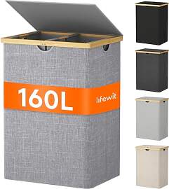 Lifewit 160L Bambus Wäschekorb mit Deckel,