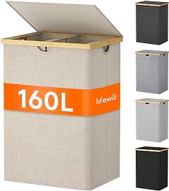 Lifewit 160L Bambus Wäschekorb mit Deckel,