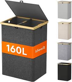 Lifewit 160L Bambus Wäschekorb mit Deckel,