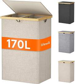 Lifewit 170L Bambus Wäschekorb mit Deckel,