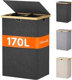 Lifewit 170L Bambus Wäschekorb mit Deckel,