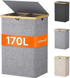 Lifewit 170L Bambus Wäschekorb mit Deckel,