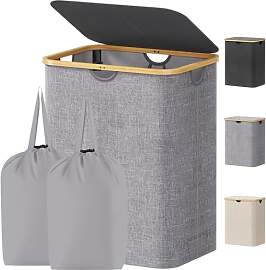 Lifewit 2-Fächer Wäschekorb mit Deckel, 120L