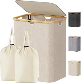 Lifewit 2-Fächer Wäschekorb mit Deckel, 120L