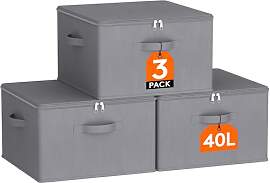 Lifewit 40L Aufbewahrungsbox mit Deckel, Faltbare