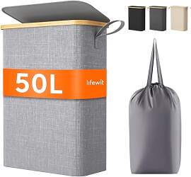 Lifewit 50L Wäschekorb Schmal mit Deckel,
