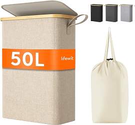 Lifewit 50L Wäschekorb Schmal mit Deckel,
