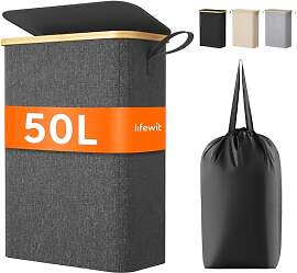 Lifewit 50L Wäschekorb Schmal mit Deckel,