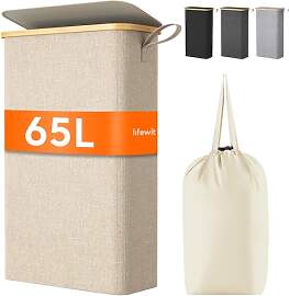 Lifewit 65L Wäschekorb Schmal mit Deckel,