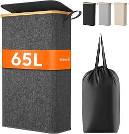 Lifewit 65L Wäschekorb Schmal mit Deckel,