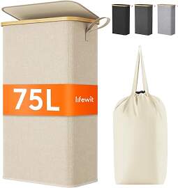 Lifewit 75L Wäschekorb Schmal mit Deckel,