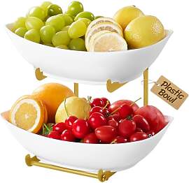 Lifewit Obst Etagere mit 2 Etagen, Kunstsoff