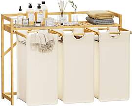 Lifewit Wäschekorb mit Bambusrahmen, 150L