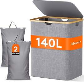Lifewit Wäschekorb mit Deckel, 140L Große