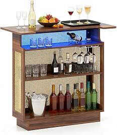 LIFEZEAL Bartisch Holz, Hausbar Theke Bar mit