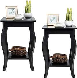 LIFEZEAL Nachttisch 2er Set, Beistelltisch Holz,