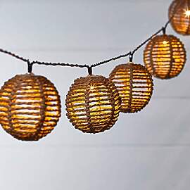 Lights4fun 10er LED Solar Rattankugel Lampion