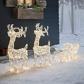 Lights4fun 160er LED Rentier mit Schlitten Figur