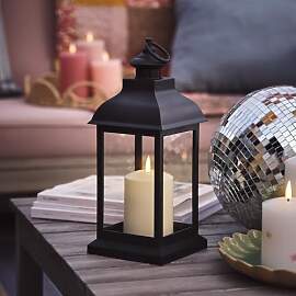 Lights4fun 30cm Trentham Laterne Schwarz Outdoor
