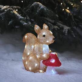 Lights4fun 32cm LED Acryl Eichhörnchen Figur
