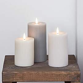 Lights4fun 3er Set LED TruGlow® Kerzen Grau