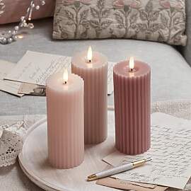 Lights4fun 3er Set LED TruGlow® Kerzen Schmal