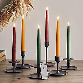 Lights4fun 6er Set bunte TruGlow® LED Stabkerzen