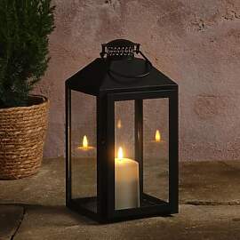 Lights4fun Große Schwarze Metall Solar-Laterne