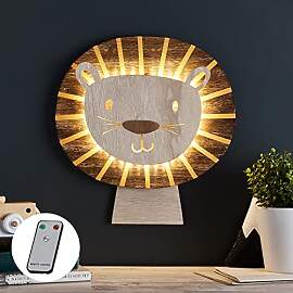 Lights4fun Holz-Wandlampe Löwe | mit 36