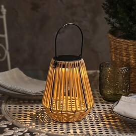 Lights4fun "Hygge" Solar Bambus-Laterne