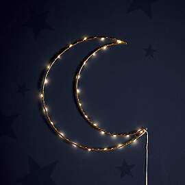 Lights4fun LED Osby Mond Wandlicht Gold Timer
