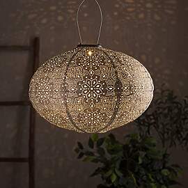 Lights4fun LED Solar Lampion Oval Tyvek