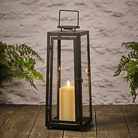 Lights4fun Schwarze Metall Solar Laterne mit