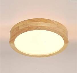 LIGKIN LED Deckenlampe Holz 24W Deckenleuchte Rund 