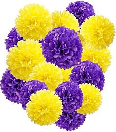 Lila Gelb Pompons Deko 12 Stück papierblumen,