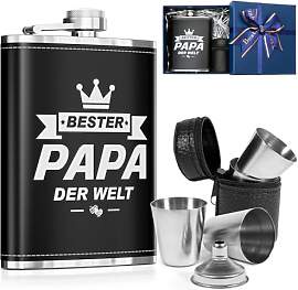 LILABIENE Flachmann Papa Geschenkset mit Gravur