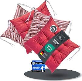 LILENO HOME 4er Set Wende Stuhlkissen Rot (40x40x6 
