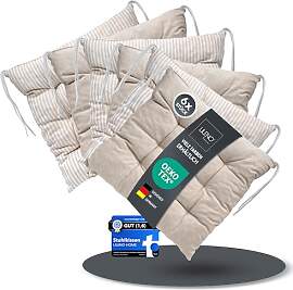 LILENO HOME 6er Set Wende Stuhlkissen Natur