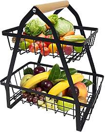LILIIN Obst Etagere, 2 Etagen Obstkorb Rack