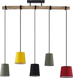 Lindby Esstisch Pendelleuchte Holz Textil,