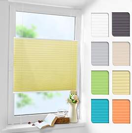 Linhu Plissee ohne Bohren Gelb 85x120cm (BxH),