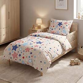 LINKHOFF Biber Kinderbettwäsche 100x135 Sterne