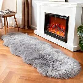 linmopm Fellteppiche Teppich, Schaffell, Zottel,
