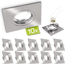 linovum 10x Einbaustrahler Set eckig Edelstahl