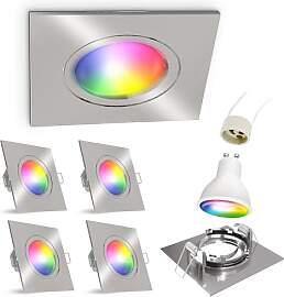 linovum 4er Set Einbaustrahler eckig gebürstet