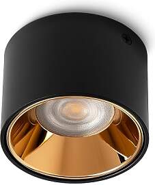 linovum MILAGU LED Aufbauspot schwarz mit goldener 